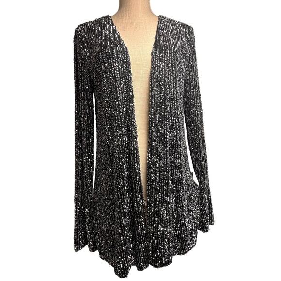 Free People Jacket Harley Sequin Bead Jacket Cardigan Kimono Festival XS Boho EC - Picture 10 of 13